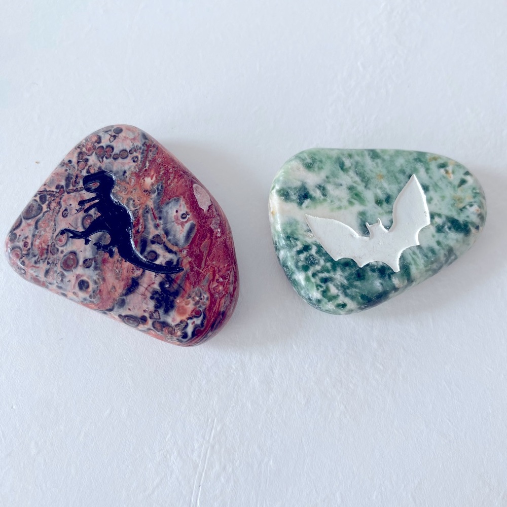 2 stamped stones